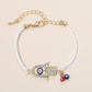 Madeline Love Gold, White Hamsa Evil Eye Charm Accent Bracelet - Bracelets
