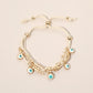 Madeline Love Gold, Ivory Evil Eye Charm Beaded Multi Layered Adjustable Cinch Pull Tie Bracelet - Bracelets