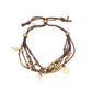 Madeline Love Brown, Gold Cross Charm Beaded Multi Layered Cord Adjustable Cinch Pull Tie Bracelet - Bracelets - desc