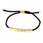 Madeline Love Gold Gold Dipped BRIDE Message Bar Pointed Rope Adjustable Cinch Pull Tie Bracelet - Bracelets - desc