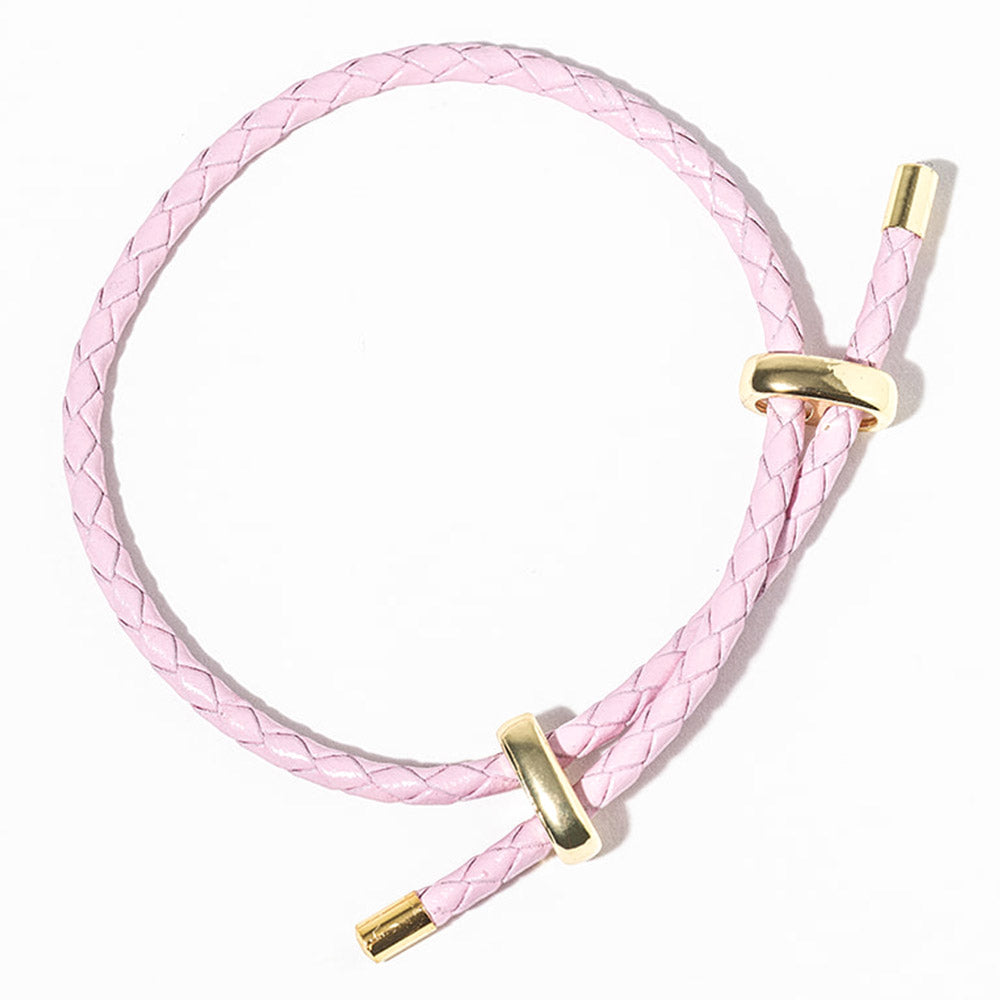 Madeline Love Gold, Pink Faux Leather Braided Gold Dipped Tip Adjustable Bracelet - Bracelets