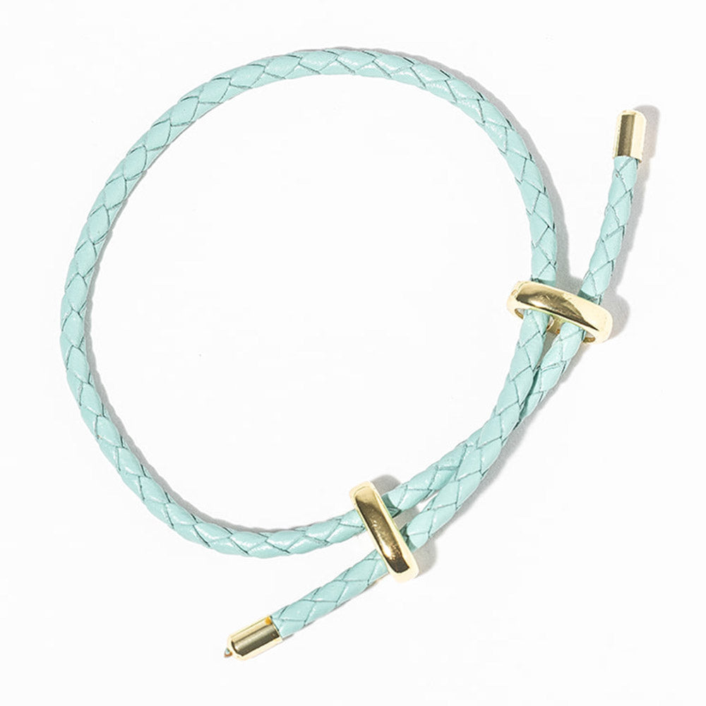 Madeline Love Gold, Turquoise Faux Leather Braided Gold Dipped Tip Adjustable Bracelet - Bracelets
