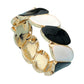 Madeline Love Black, White Enamel Marquise Link Hinged Bangle Bracelet - Bracelets - desc