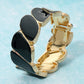 Madeline Love Black, Gold Enamel Marquise Link Hinged Bangle Bracelet - Bracelets