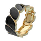 Madeline Love Black, Gold Enamel Marquise Link Hinged Bangle Bracelet - Bracelets - desc