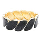 Madeline Love Black, Gold Enamel Marquise Link Hinged Bangle Bracelet - Bracelets - extra