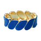 Madeline Love Blue, Gold Enamel Marquise Link Hinged Bangle Bracelet - Bracelets - desc