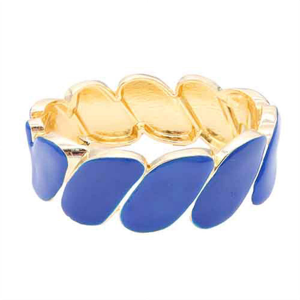 Madeline Love Blue, Gold Enamel Marquise Link Hinged Bangle Bracelet - Bracelets - extra