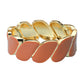Madeline Love Brown, Gold Enamel Marquise Link Hinged Bangle Bracelet - Bracelets - desc
