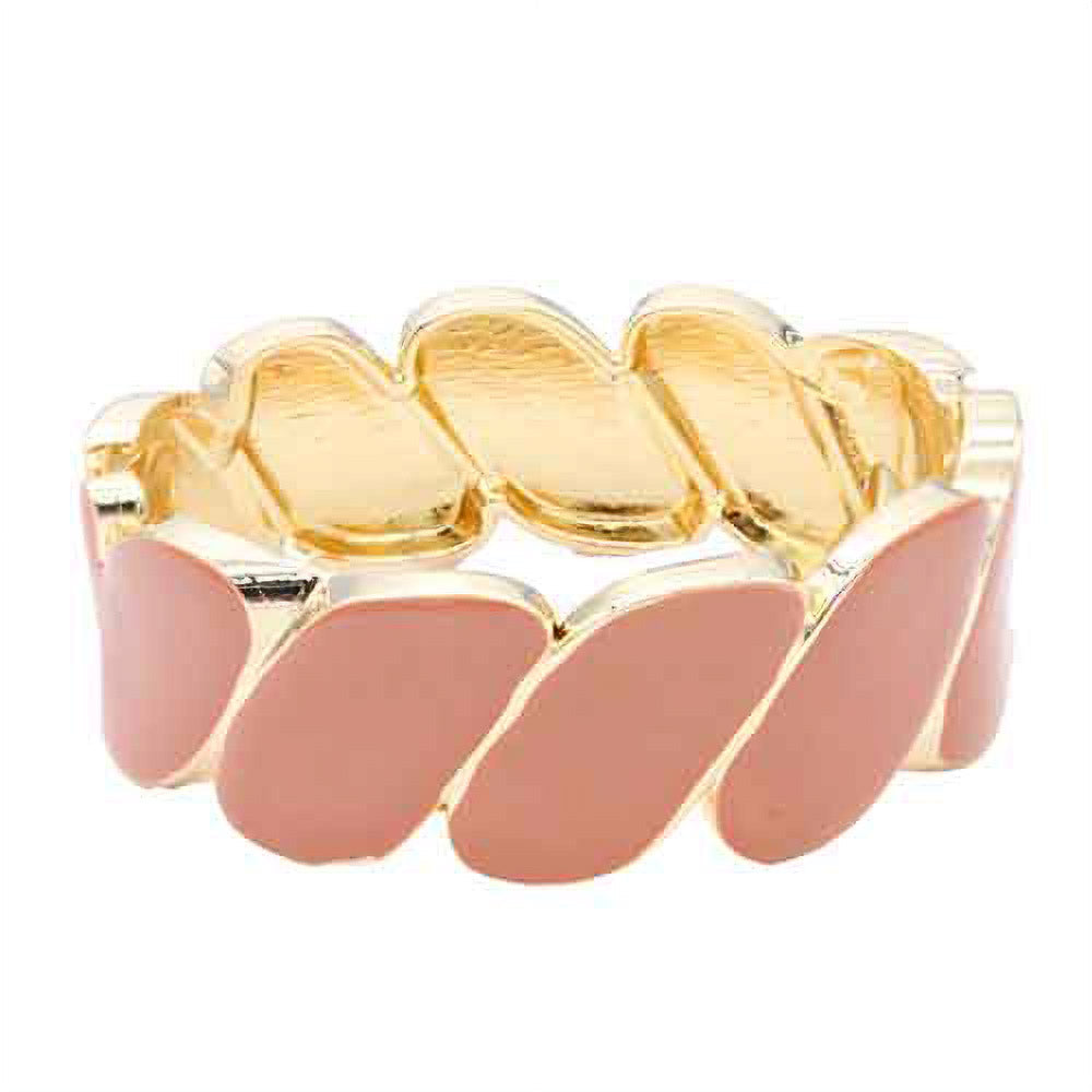 Madeline Love Brown, Gold Enamel Marquise Link Hinged Bangle Bracelet - Bracelets - extra