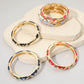 Madeline Love Gold, White Geometric Pattern Enamel Inlay Hinged Bangle Bracelet - Bracelets - extra