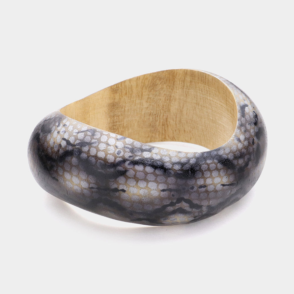 Madeline Love Gray Snake Patterned Bangle Bracelet - Bracelets