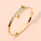 Madeline Love Gold Stainless Steel CZ Stone Paved Nail Head Tip Hinged Bangle Bracelet - Bracelets