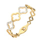 Madeline Love Gold Stainless Steel CZ Pave Accent Open Quatrefoil Link Hinged Bangle Bracelet - Bracelets - desc