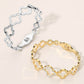Madeline Love Gold Stainless Steel CZ Pave Accent Open Quatrefoil Link Hinged Bangle Bracelet - Bracelets - extra