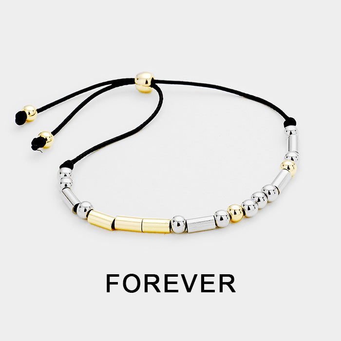 Madeline Love Black FOREVER Morse Code Cinch Bracelet - Bracelets