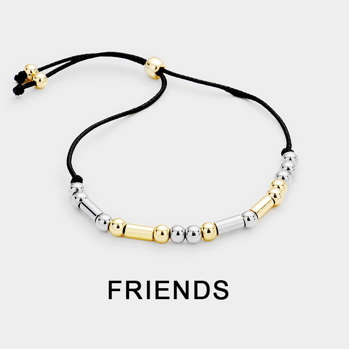 Madeline Love Black "Friends" Morse Code Cinch Bracelet - Bracelets