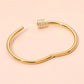 Madeline Love Black, Gold Stainless Steel CZ Stone Accent Hinged Bangle Bracelet - Bracelets - extra