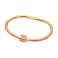 Madeline Love Gold, Pink Stainless Steel CZ Stone Accent Hinged Bangle Bracelet - Bracelets - desc