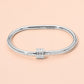 Madeline Love Silver, White Stainless Steel CZ Stone Accent Hinged Bangle Bracelet - Bracelets
