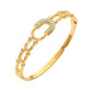 Madeline Love Gold Stainless Steel CZ Pave Horseshoe Accent Hinged Bangle Bracelet - Bracelets - desc