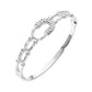 Madeline Love Silver Stainless Steel CZ Pave Horseshoe Accent Hinged Bangle Bracelet - Bracelets - desc