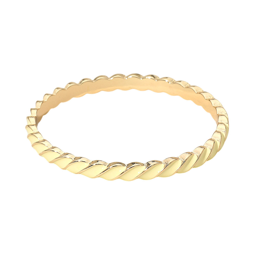 Madeline Love Gold, Yellow Enamel Inlay Twisted Hinged Bangle Bracelet - Bracelets - desc