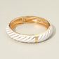 Madeline Love Gold, White Enamel Inkay Striped Hinged Bangle Bracelet - Bracelets