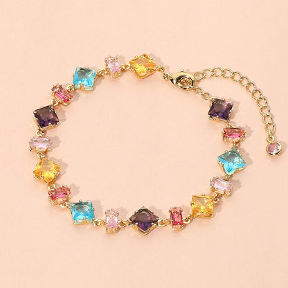Madeline Love Multi Stainless Steel Mixed Shape Multicolor Gem Link Bracelet