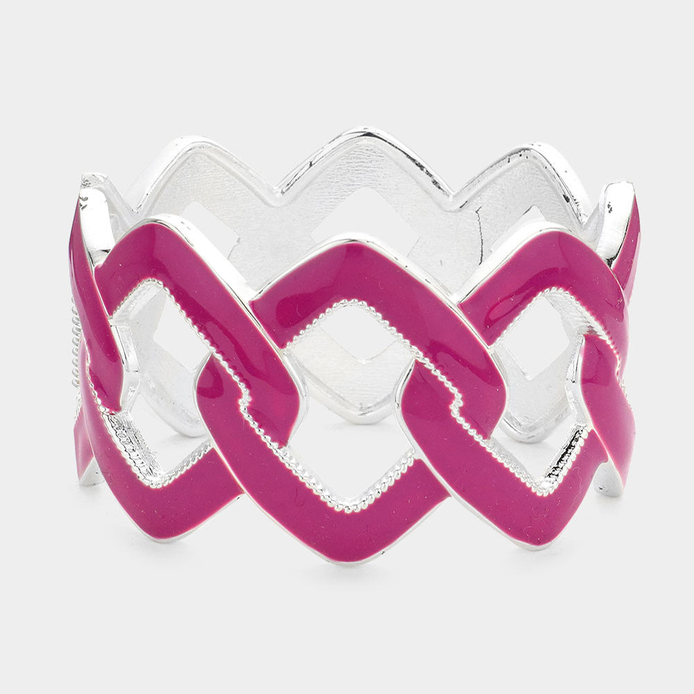 Madeline Love Purple Chain Shape Cutout Enamel Hinged Bangle Bracelet - Bracelets