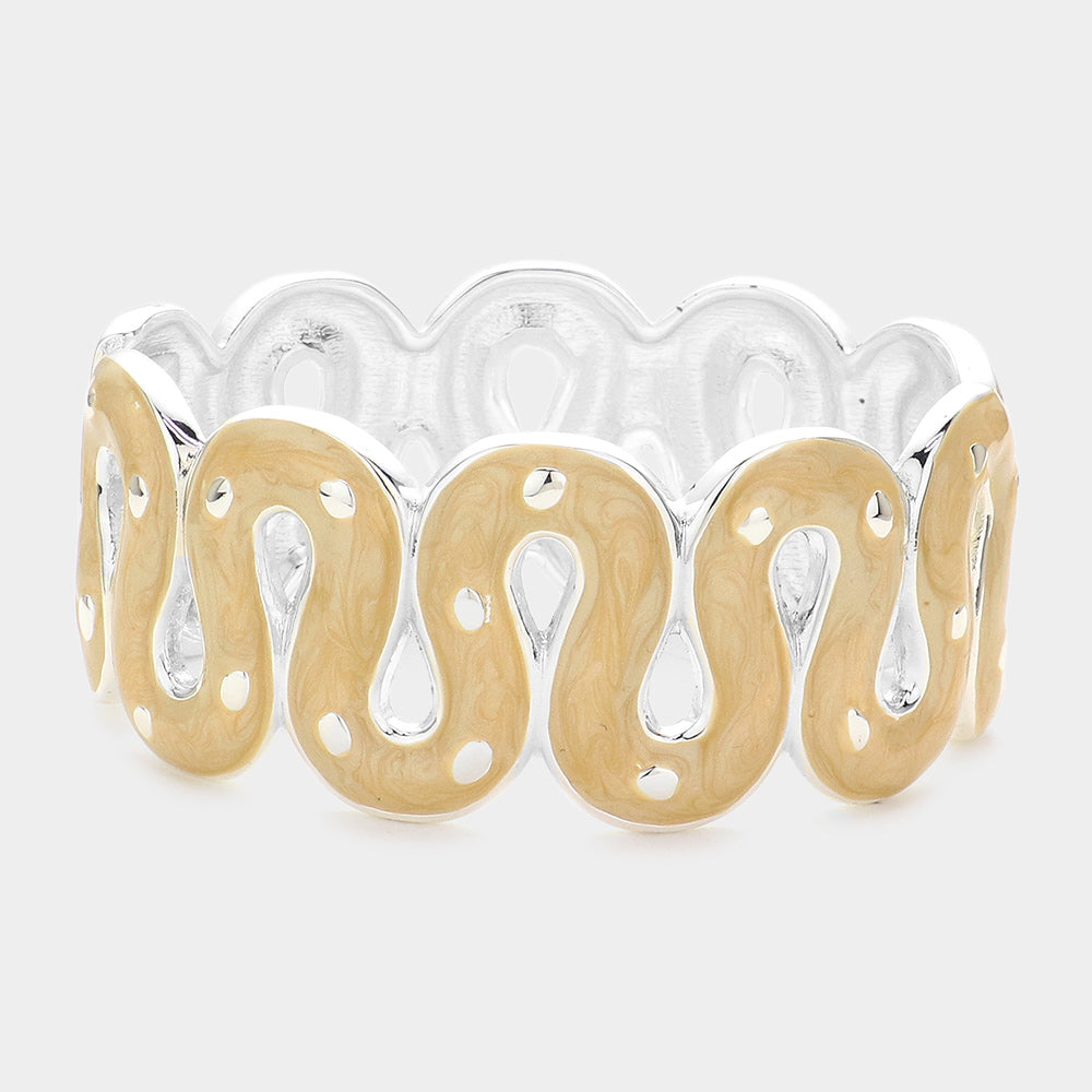 Madeline Love Cream Wavy Enamel Hinged Bracelet - Bracelets