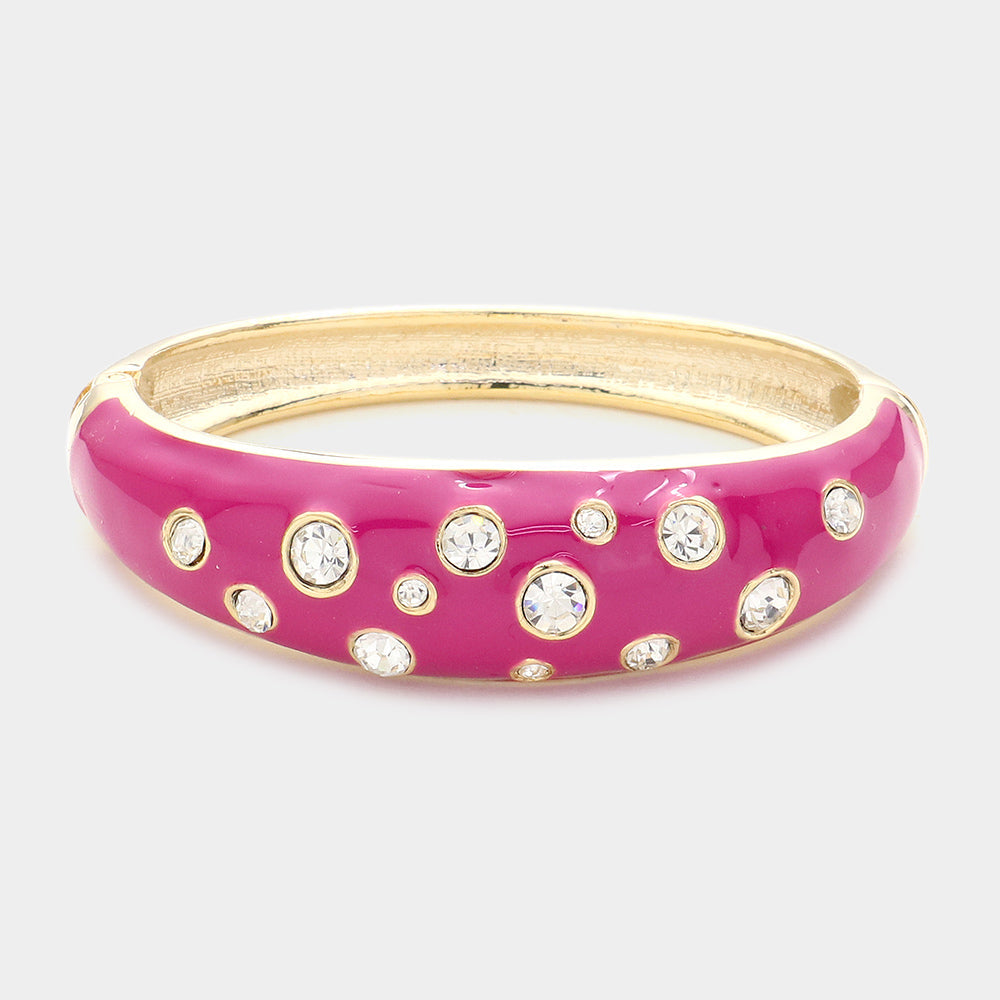Madeline Love Fuchsia Stone Embellished Hinged Bracelet - Bracelets