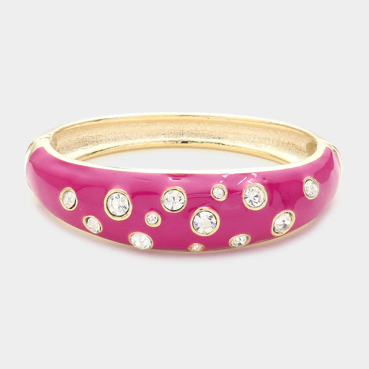 Madeline Love Fuchsia Stone Embellished Hinged Bracelet - Bracelets