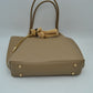 Pebbled Tote Bag with Dual Long Handles and Bear Charm Accent - Tote Bag