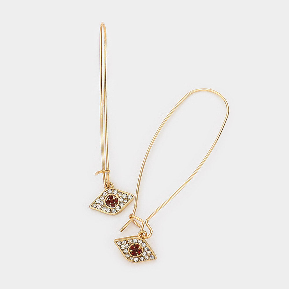 Madeline Love Clear, Gold, Siam Crystal Pave Evil Eye Drop Earrings