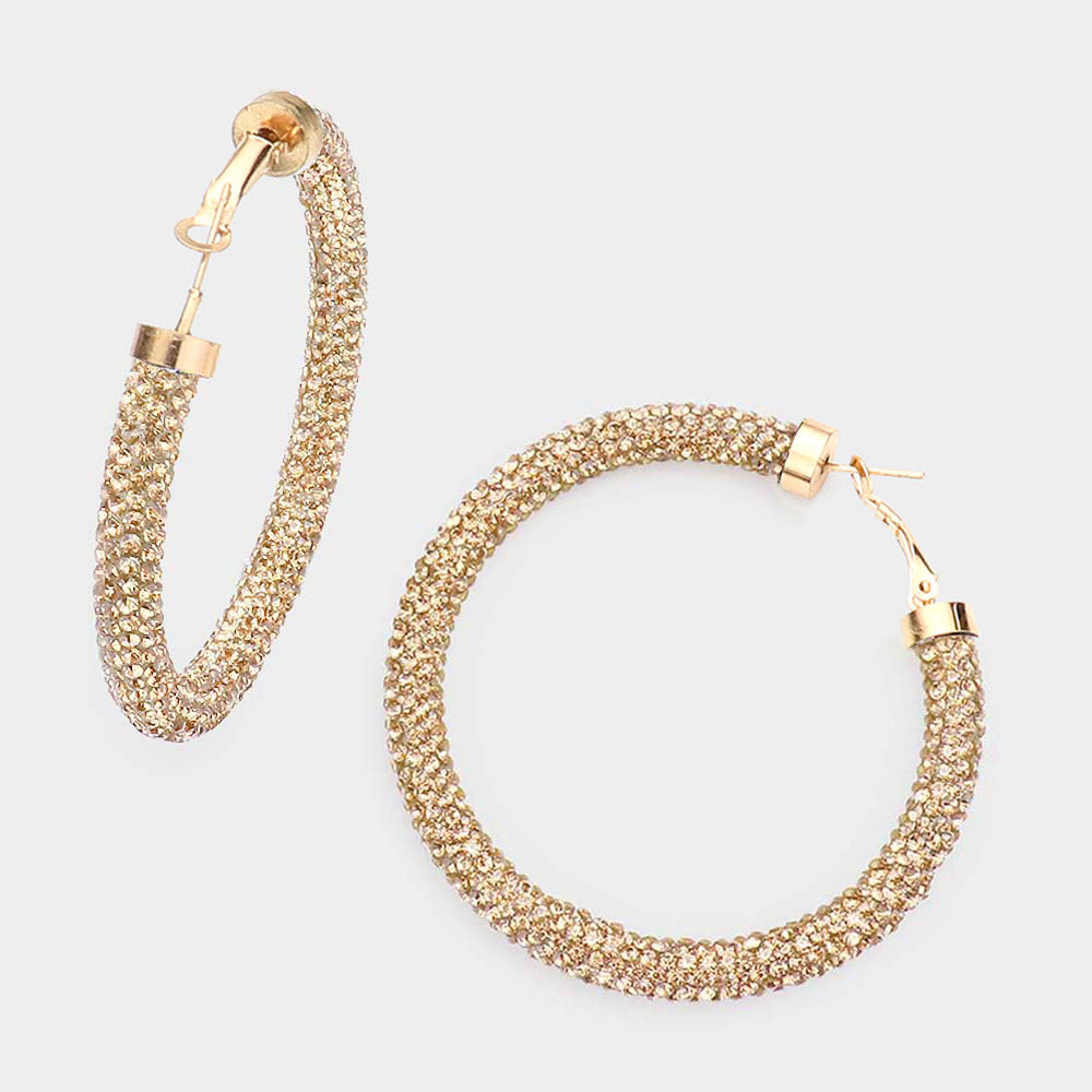Madeline Love Lt Col Topaz Bling Studded Hoop Earrings