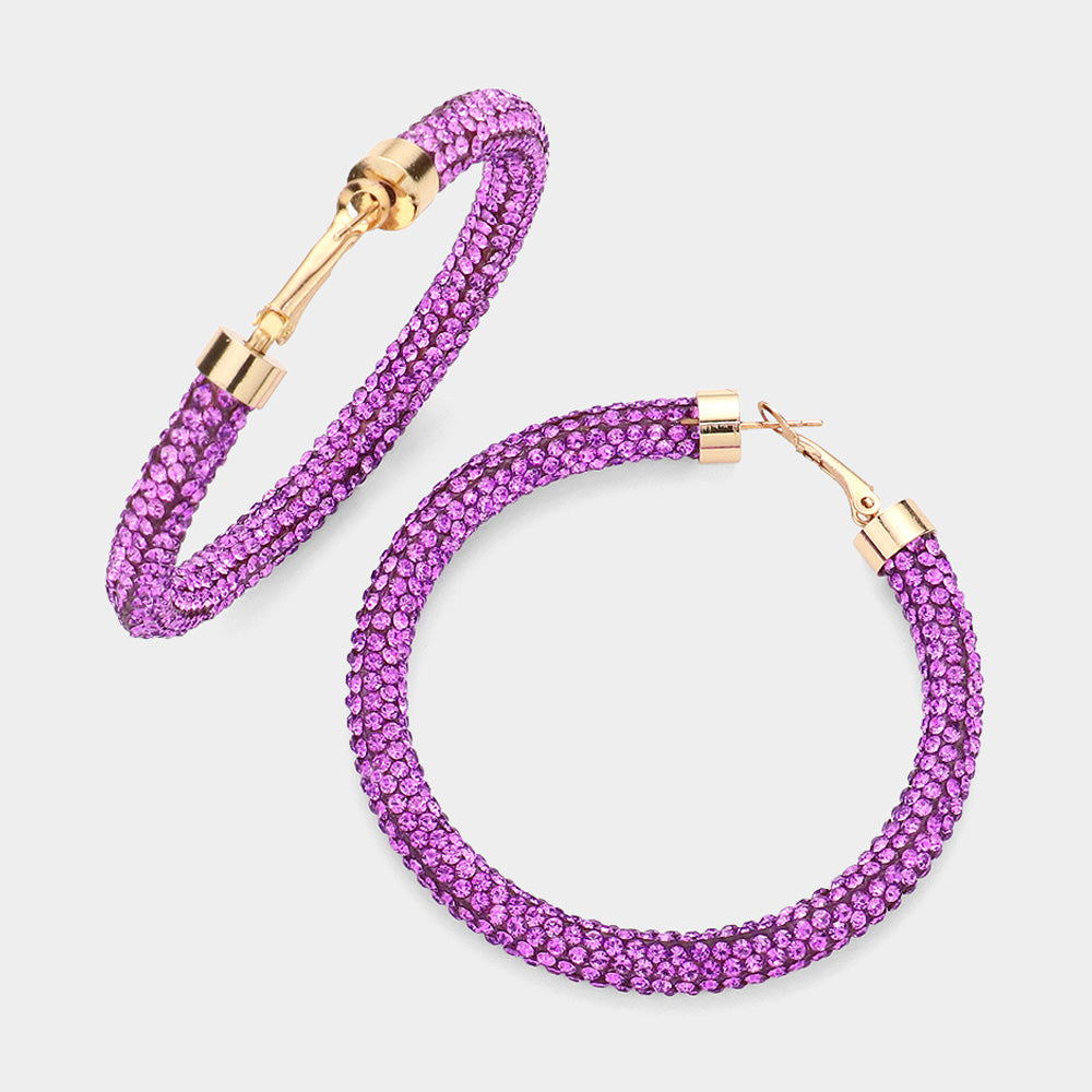 Madeline Love Violet Bling Studded Hoop Earrings
