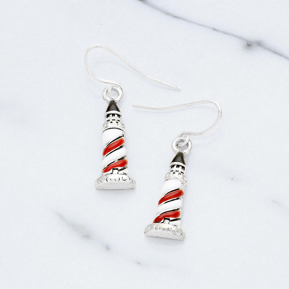 Madeline Love Antique Silver, Multi Enamel lighthouse earrings