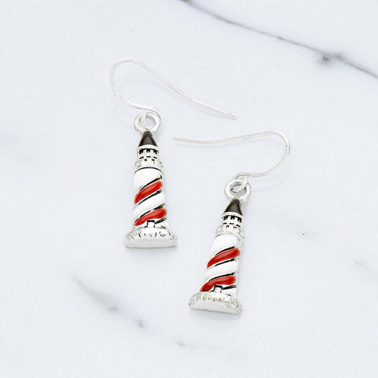 Madeline Love Antique Silver, Multi Enamel lighthouse earrings