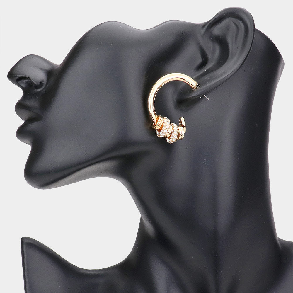 Madeline Love Gold Rhinestone Embellished Ring Accented Hoop Earrings
