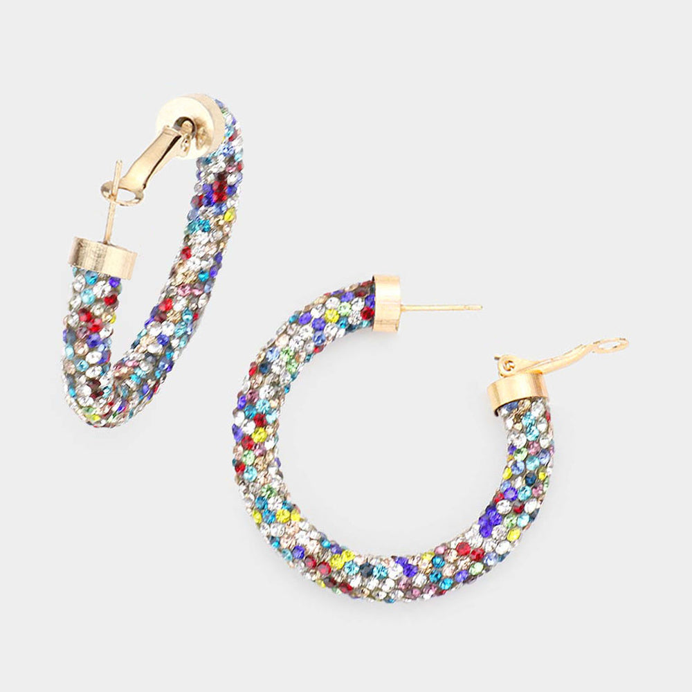 Madeline Love Multi Bling Studded Hoop Earrings