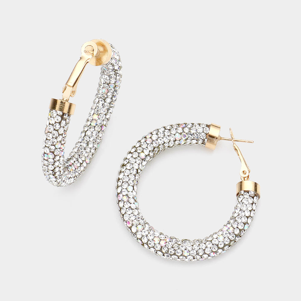 Madeline Love AB, Clear Bling Studded Hoop Earrings