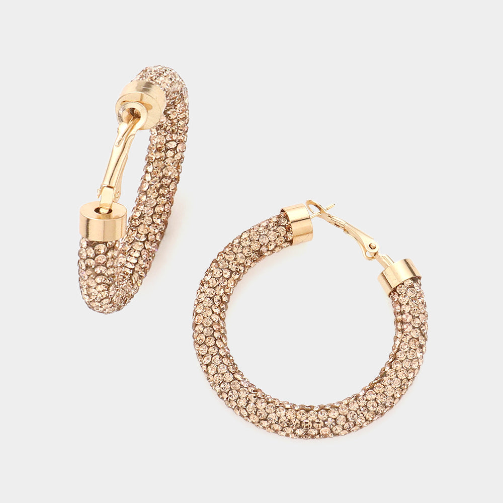 Madeline Love Peach Bling Studded Hoop Earrings