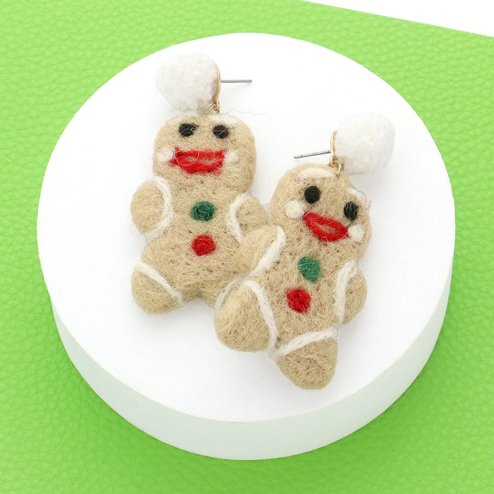 Madeline Love Brown Pom Pom Gingerbread Dangle Earrings