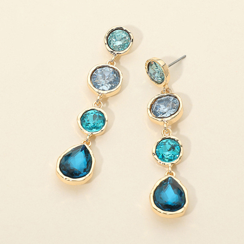 Madeline Love Blue, Multi Round Teardrop Stone Link Drop Earrings