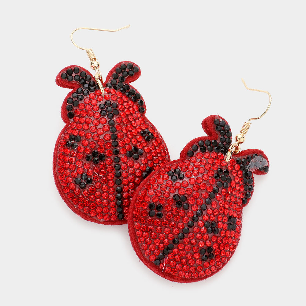 Madeline Love Gold, Red Felt Back Bling Ladybug Dangle Earrings