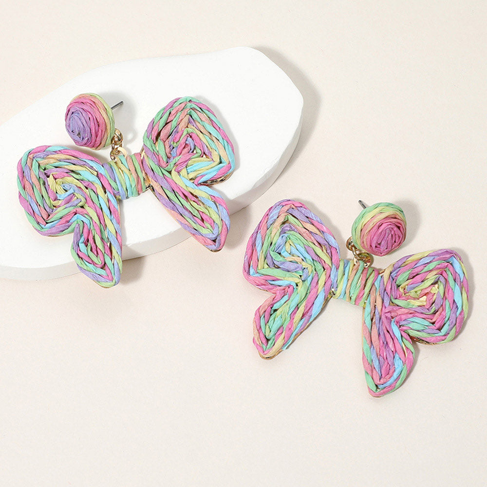 Madeline Love Multi Twisted Raffia Bow Dangle Earrings