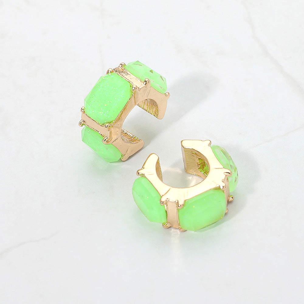 Madeline Love Green, Neon Geometric Sparkle Stone Ear Cuff Earrings