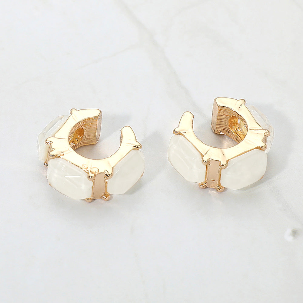 Madeline Love White Geometric Sparkle Stone Ear Cuff Earrings