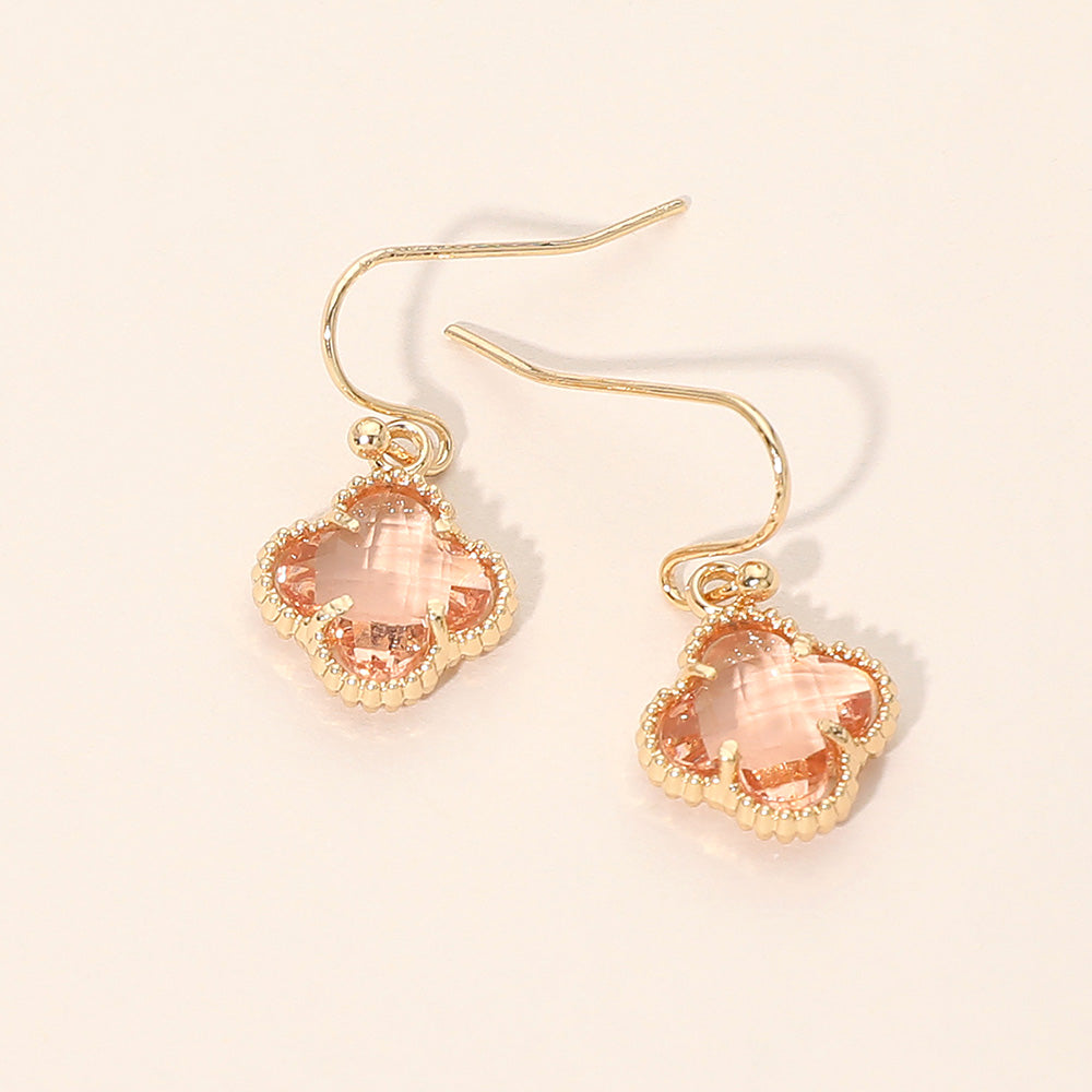 Madeline Love Peach Quatrefoil Charm Drop Dangle Earrings